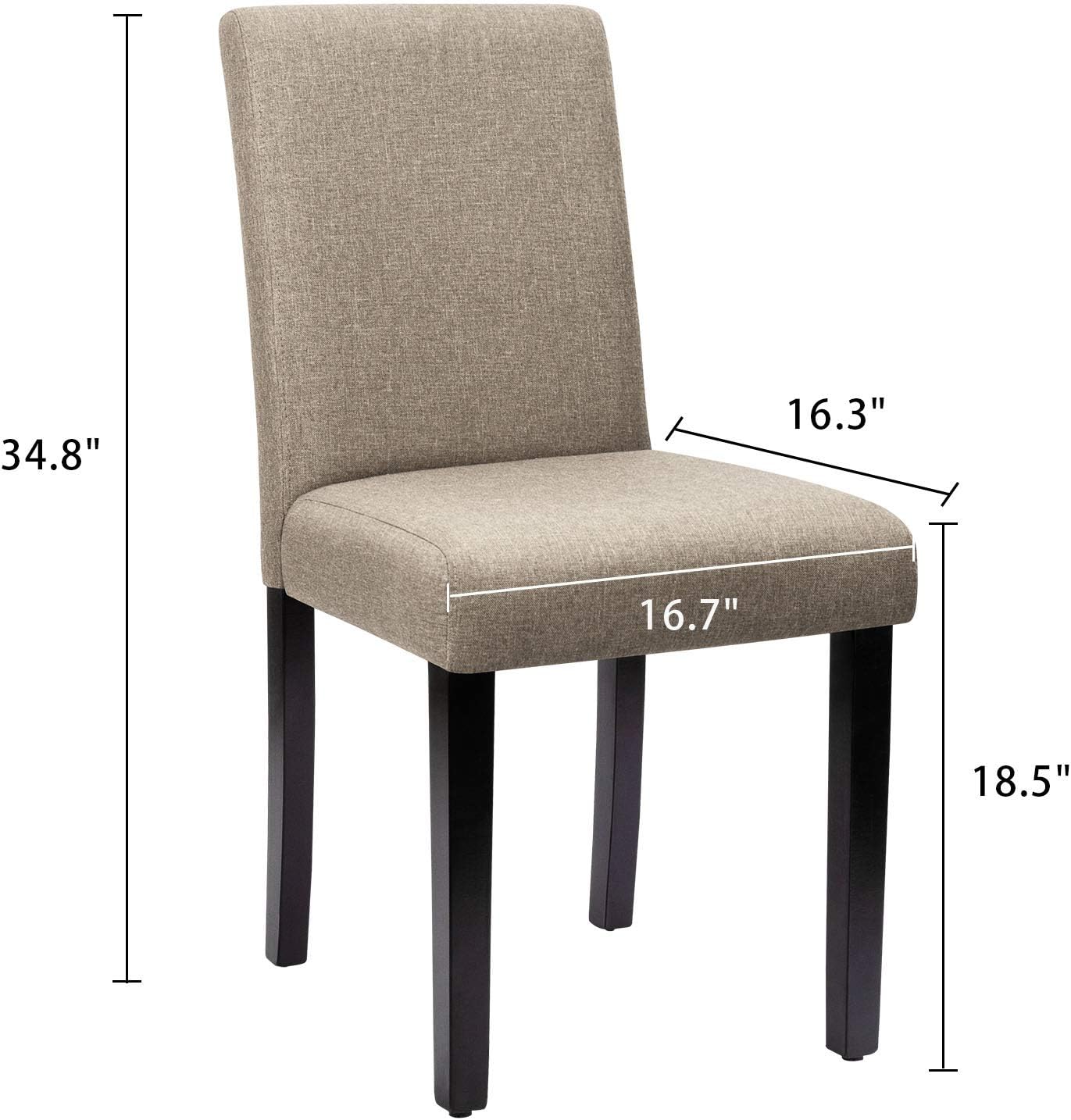 Furniwell Dining Chairs Fabric Upholstered Parson Urban Style Kitchen Side Padded Chair with Solid Wood Legs Set of 4 (Beige) - Chairs