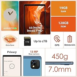 POWMUS 2024 Android Tablet, 10.1 inch Tablet with