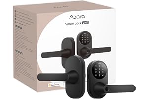 Aqara Smart Lock U300, Fingerprint Keyless Entry Door Lock with Handle, Matter Over Thread with Apple Home Keys, Touchscreen Keypad, Smart Lever Lock Supports Apple Home, Alexa, Google, IFTTT, Black
