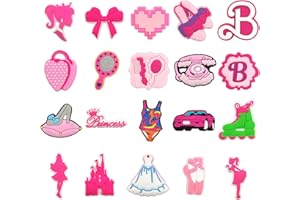 BULKITEM 20 Pcs Pink Preppy Shoe Charms, Cute Shoe Accessories Charms for Teens Kids Adults, Aesthetic Shoe Decoration Charms for Clog Slides Sandals, Pink Party Favors