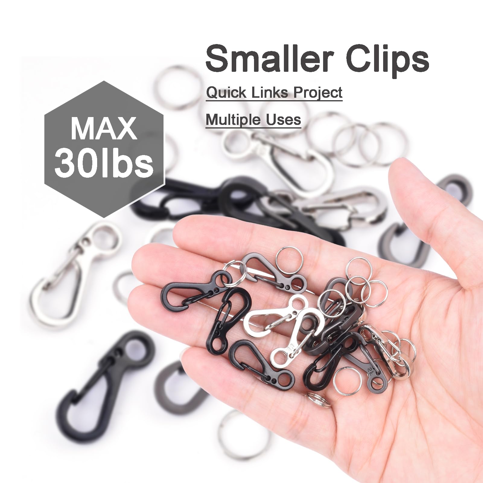 CooBigo 12 Sets Small Carabiner Clip Metal Spring Snap Hooks 1 inch Mini Paracord Hanging Clips for Camera Strap, Flashlight, Key Chain(25mm, 3 Colors)