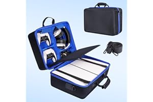 ZORETCO Carrying Case Compatible with PS5 Slim 2023, Hard Shell Protective Travel Carrying Bag for Play Station 5 Slim Disc and Digital Edition Console, Controllers, Vertical Base, Disc and Cable