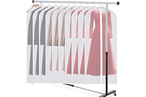 Zilink Garment Bag Dress Bags for Storage Set of 10 Long Dresses Suit Protector Cover 60-inch with Full-Length Zipper for Suit, Coat, Long Winter Coat, Long Dress Closet Storage