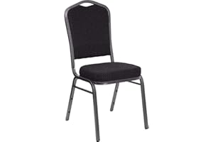 Flash Furniture 4 Pk. Hercules Series Crown Back Stacking Banquet Chair in Black Dot Patterned Fabric - Silver Vein Frame