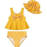 Redair Toddler Girl Swimsuit Baby Bikini Bathing Suit Ruffle Swimwear with Hat Pool Beach for 18Months-6T