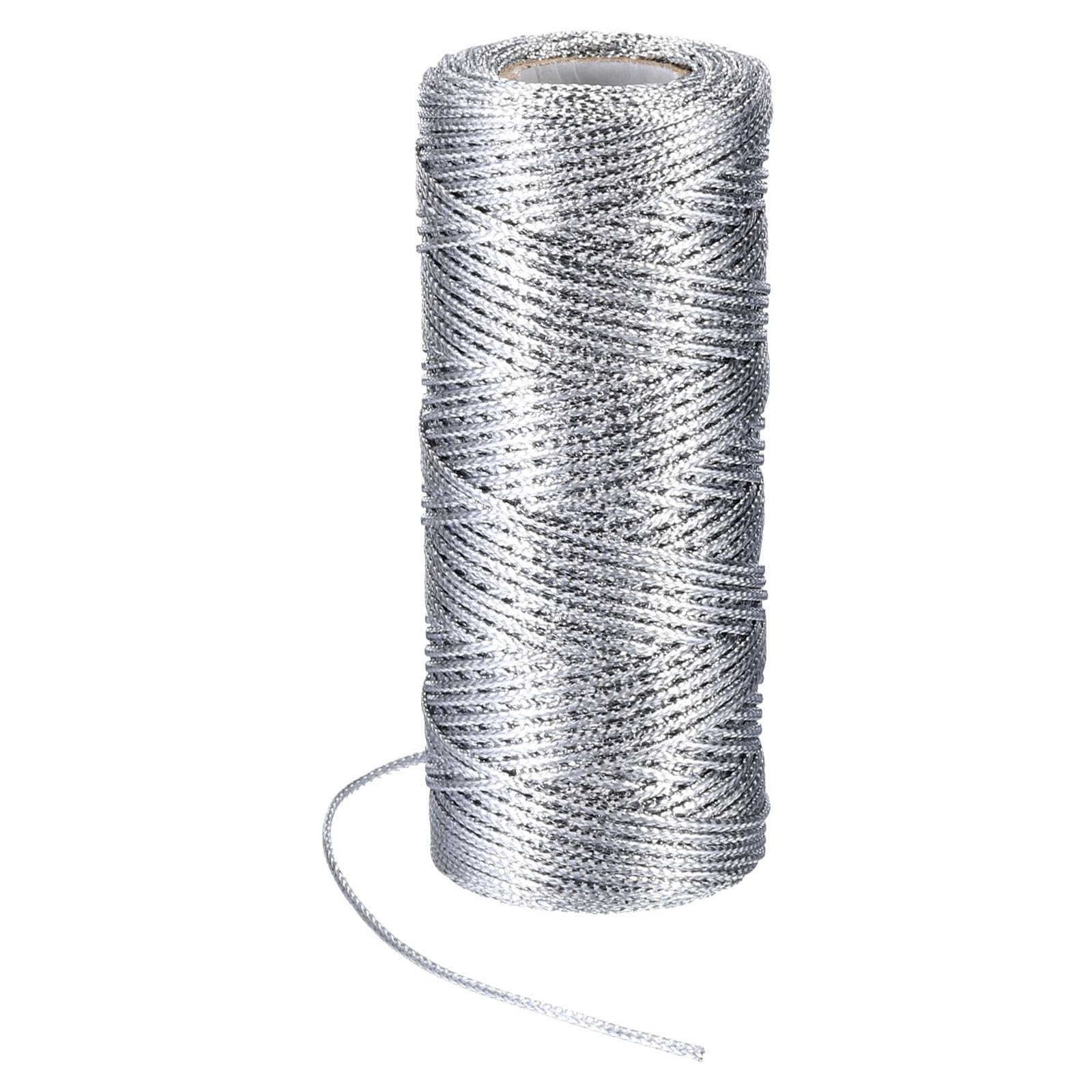 PATIKIL 110 Yards Decorative Metallic Bakers Twine, 1 Rolls Wrapping Twine String Rope DIY Tie Gift Packing Materials for Christmas Crafts Wedding Present,Silver