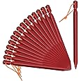 Grassman 16 Pack Tent Stakes, 7075 Aluminium Tent pegs, Heavy Duty Lightweight Ground Pegs, Durable and Safe Metal Camping Spikes, Red