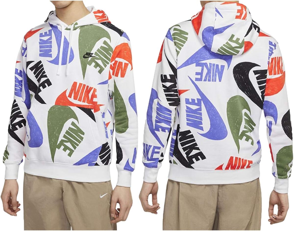 nike club aop logo hoodie