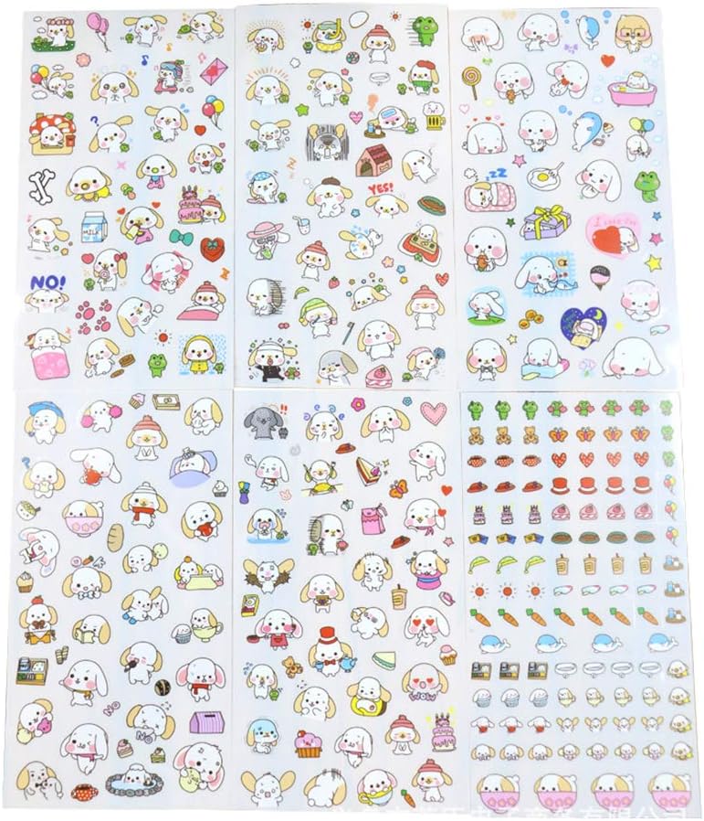 Kanggest 6 Sheets Diary Stickers Retro Puppy Pattern Calendar Stickers Paper DIY Decoration Journal Albums Notebook Decoration Scrapbooking