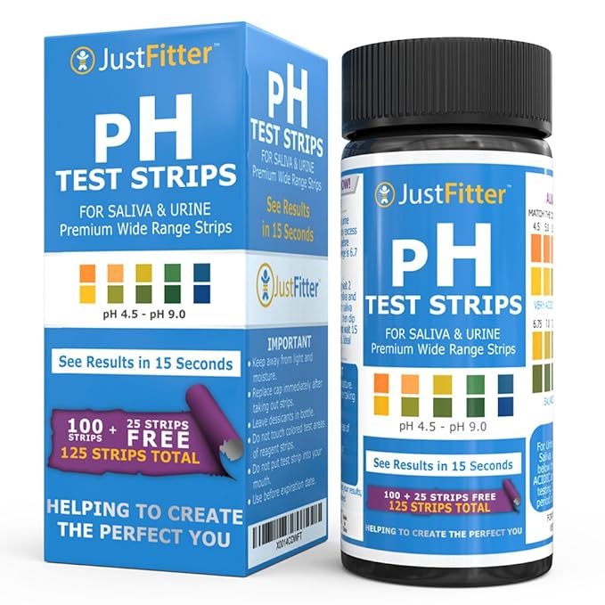 Ph Test Strips (125 Strips) for Urine & Saliva Alkaline Diet Test Acid
