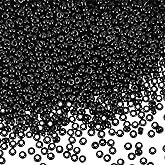 PH PandaHall Black Seed Beads, 6000 Pcs 11/0 Glass Seed Beads 2mm Round Waist Bead Mini Spacer Bead for Earrings Bracelet Necklaces Eyeglass Chain Jewelry DIY Crafts Making