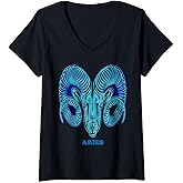 Aries Personality Astrology Zodiac Sign Horoscope Design V-Neck T-Shirt