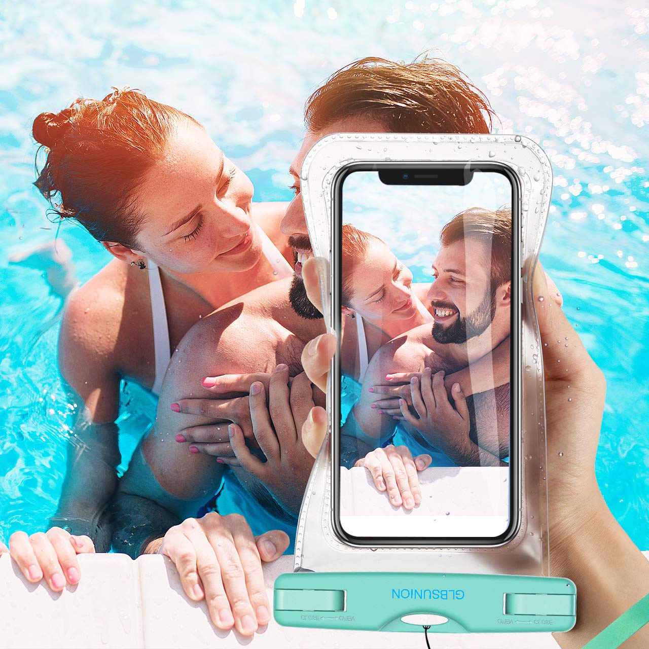 GLBSUNION Universal Waterproof Case, IPX8 Water Proof Phone Pouch Dry Bag Compatible for iPhone Xs Max/XR/X/8/8P/7/7P Galaxy up to 6.5\