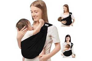 YEMKEZO Baby Sling Carrier Newborn to Toddler,Updated Adjustable One Shoulder Labor-Saving Baby Holder Carrier,Tollder Sling Carrying 7-45 lbs（Black）