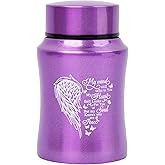 4.5 Inches Small Keepsake Urn for Human Ashes - Heart Wing Pattern Memorial Container - Stainless Steel Mini Cremation Urn