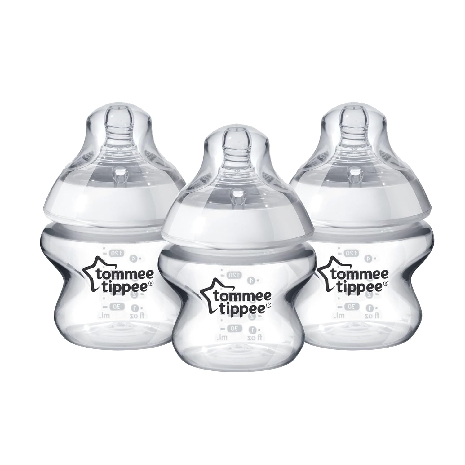 Tommee Tippee Closer to Nature Clear Bottles, 150 ml, Pack of 3 FREE