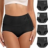 newnice Women's Cotton Underwear High Waisted Panties Postpartum Full Coverage Light Tummy Control