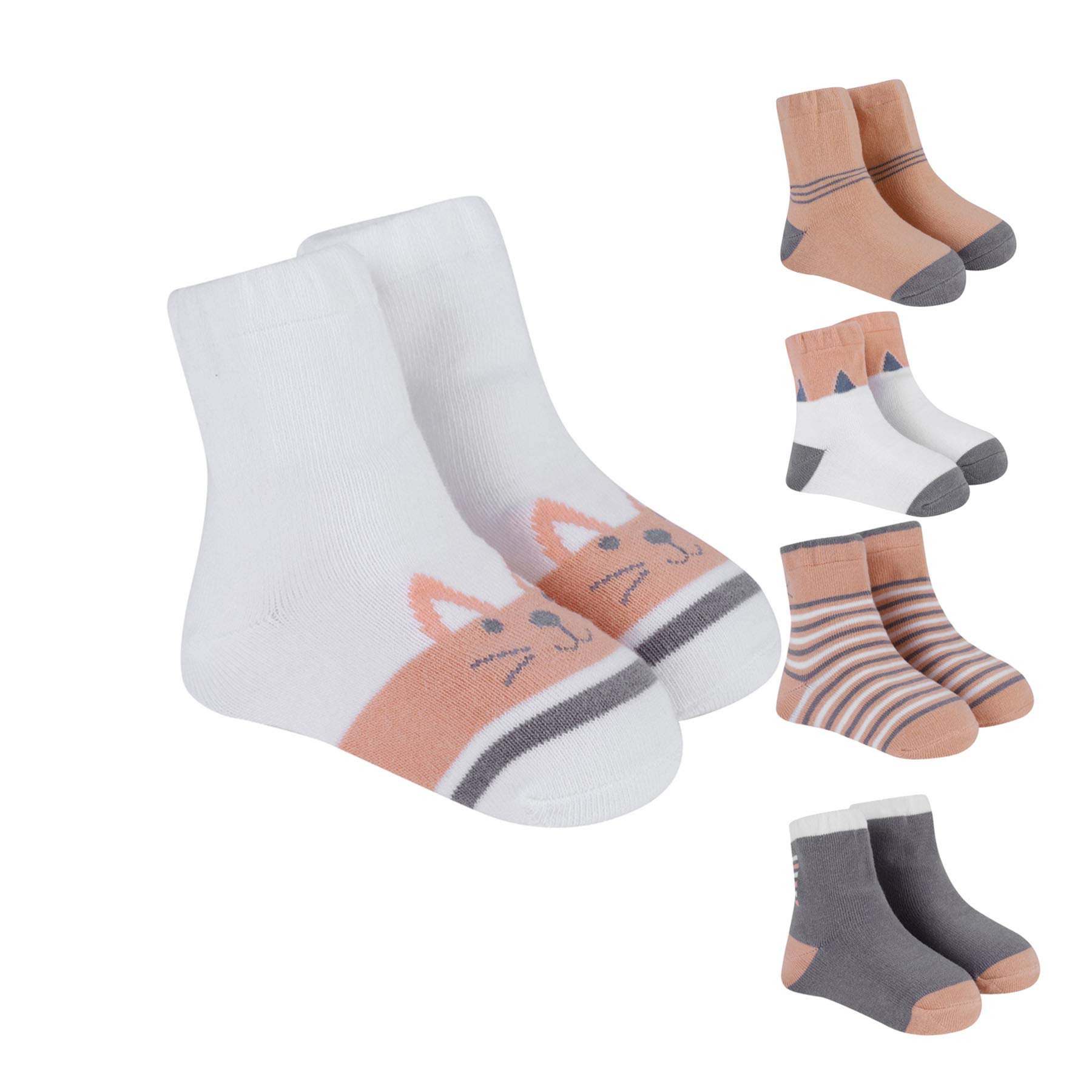 IBLUELOVER 5Pairs Toddler Winter Crew Socks Cotton Rich Socks Baby Soft Cartoon Ankle Socks Breahable Cosy Bed Socks Knitted Animal Socks for Infant Boys Girls1-3 Years (kittens)