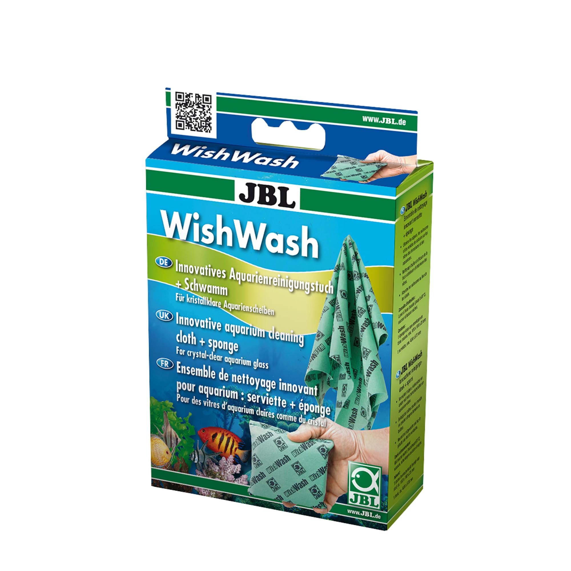 JBL WishWash, Cleaning cloth and sponge for aquariums and terrariums,green / black,2 Stück (1er Pack)