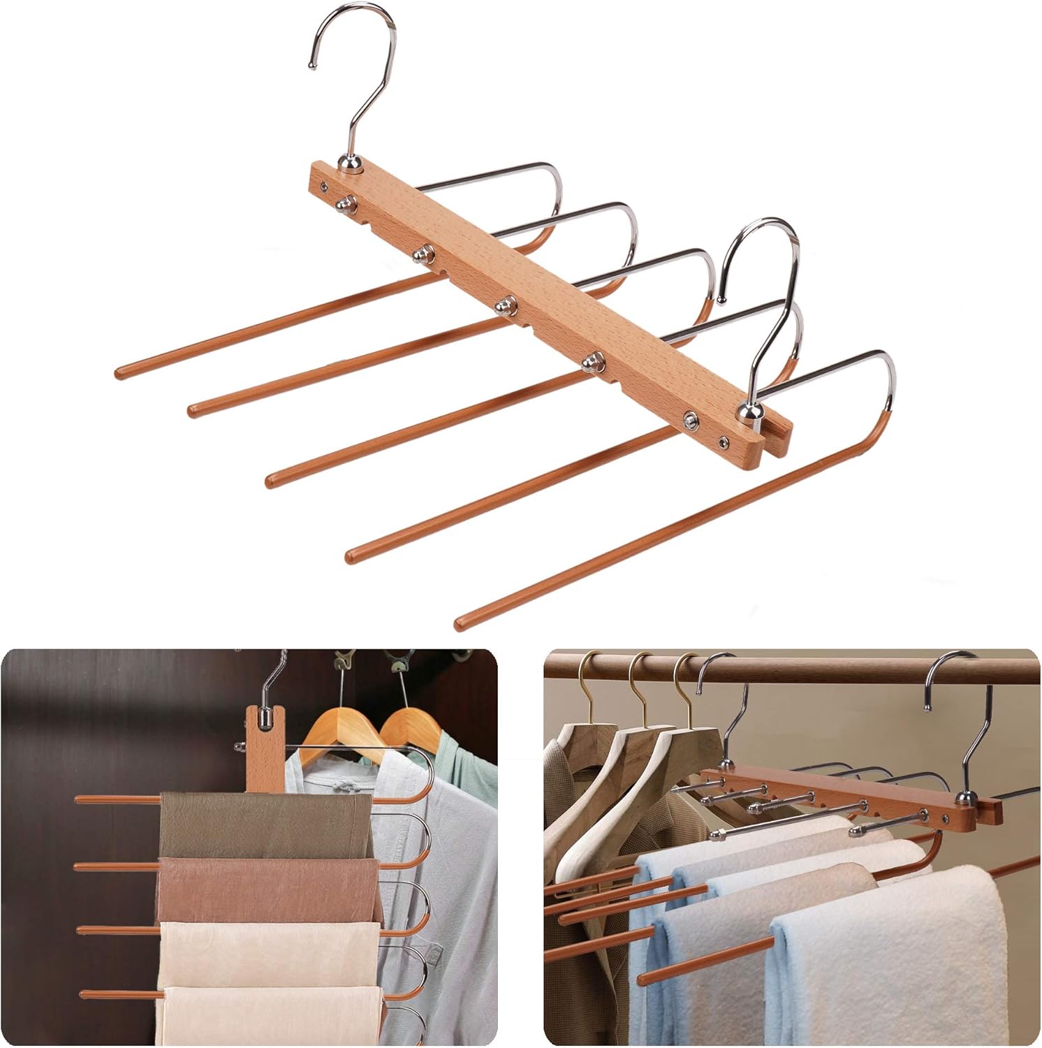 100LOLDIY SPACE SAVER 5 in 1 Trouser Hangers ， multifunctional magic