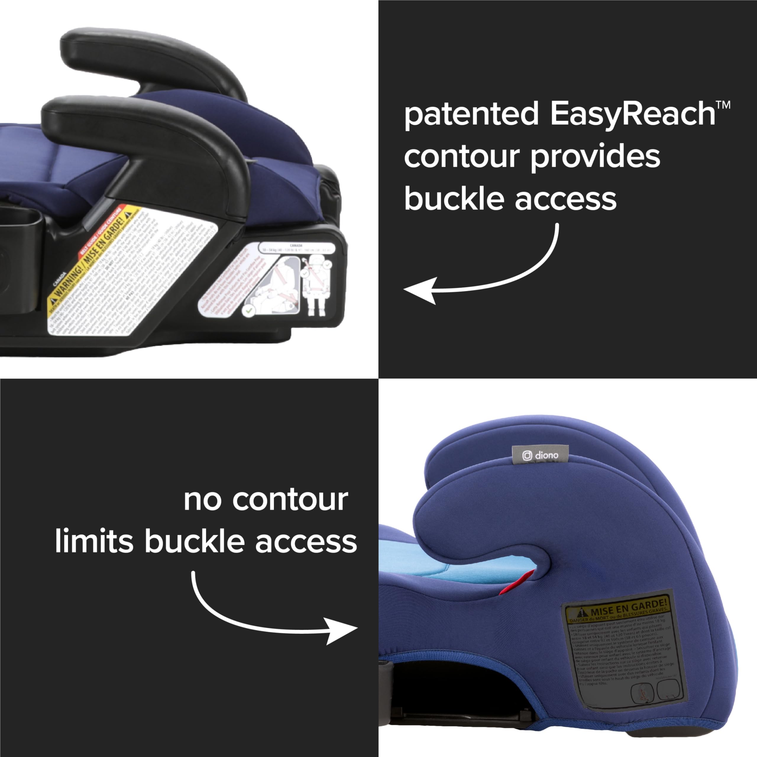 Diono Connect3 R Backless Booster Pack of 2, Slim Fit 3-Across in Many Mid-Sized Sedans and SUVs, for Children from 40-120 lbs., Lightweight with Cupholder, Black Storm
