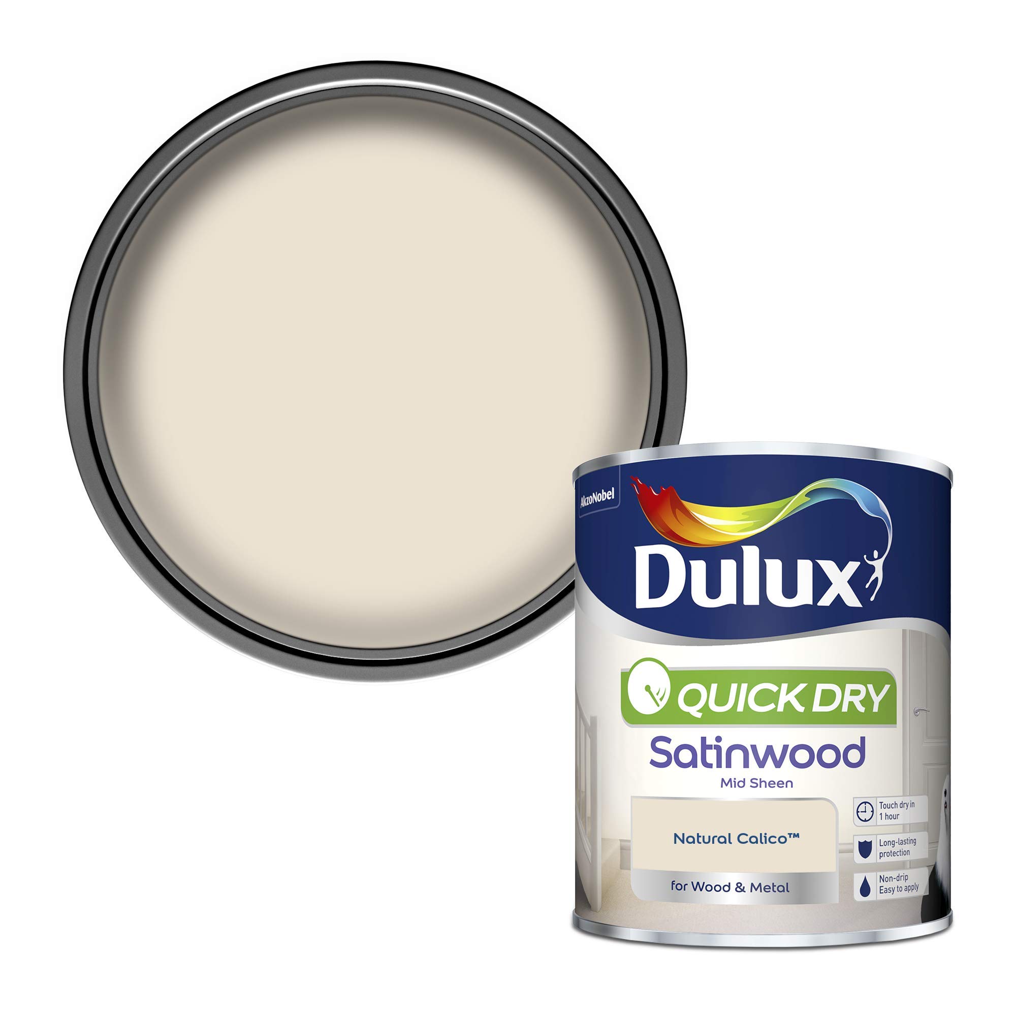 Dulux Quick Dry Satinwood Paint For Wood And Metal, Natural Calico, 750 ml