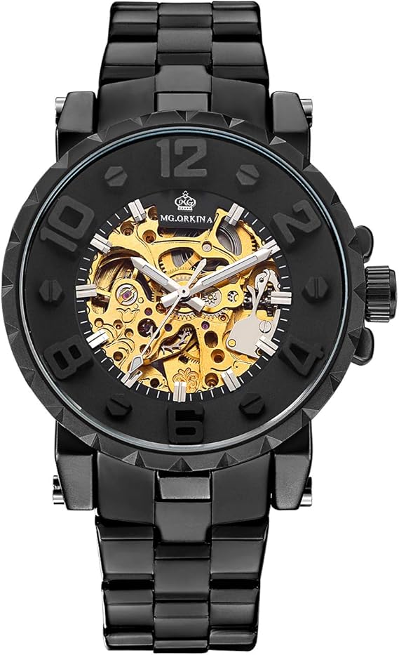 Amazon Sweetbless出品 腕時計 機械式 メンズ 自動巻き アンティーク風カジュアル 黒 メンズ腕時計 腕時計 通販