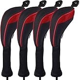 Andux 4 Pack Long Neck Mesh Golf Hybrid Club Head Covers CTMT-01 | with Dial No. Tag (Include No. 3 , 4 , 5 , 6 , 7 , X ) | all the Same Size | Coloured Piping | Pull-On Closure