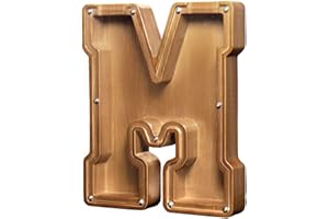 AORCMITN Large Wooden Letter Coin Personalized Piggy Bank for Boys Girls Kids Toddler Adults Money Bank Best Gift for Friends (9.2 Inch-M)