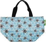 ECO CHIC Lightweight Foldable Insulated Lunch Bag Bumble Bees Blue