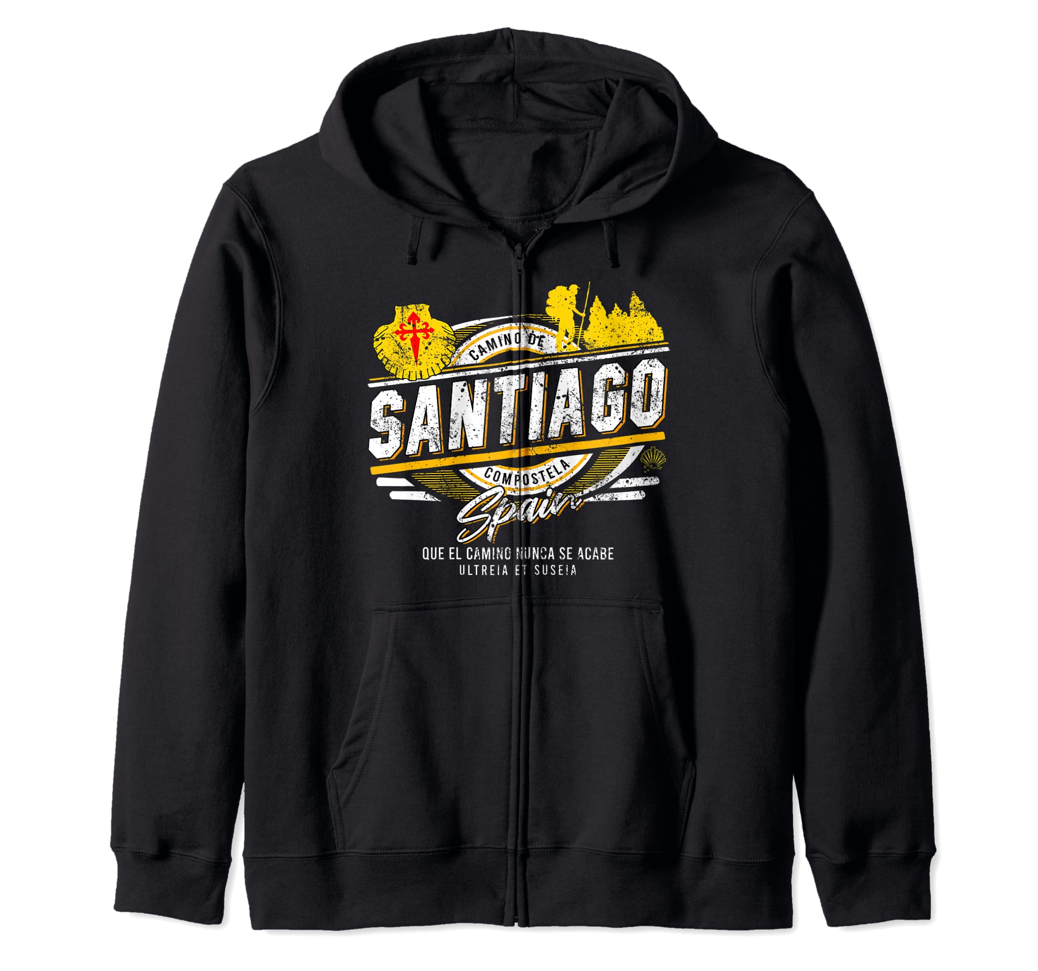 Camino de Santiago Spain Distressed St James Way Hiking Gift Zip Hoodie