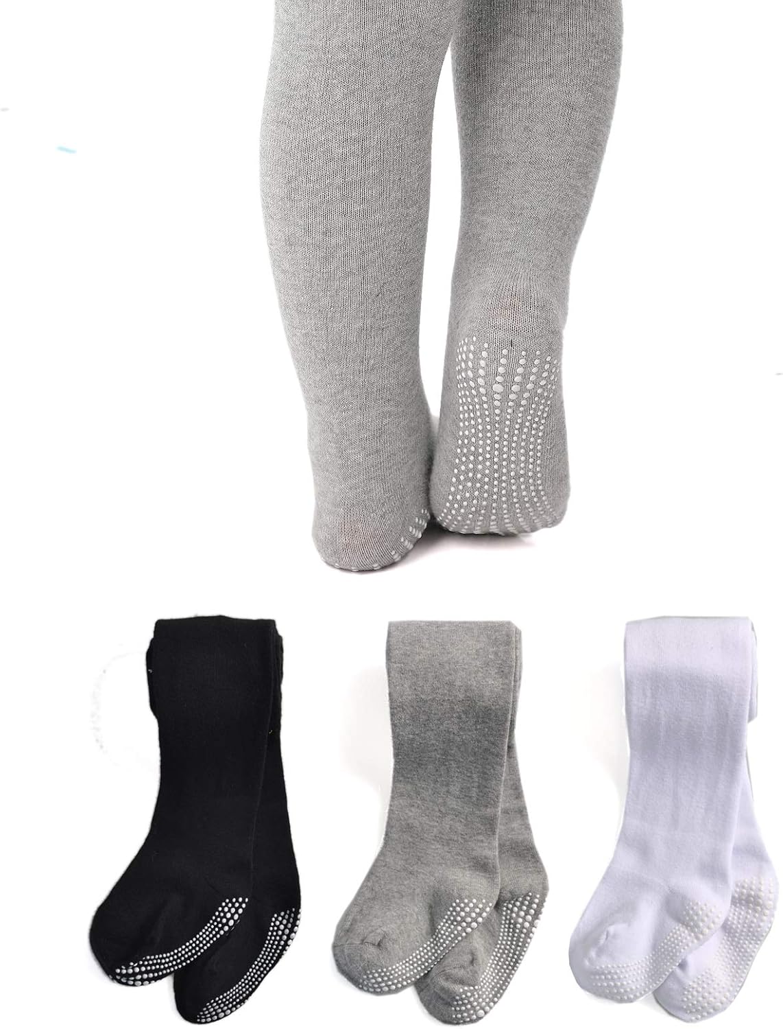 Epeius Baby Tights Baby Girls/Boys Non Slip/Skid Grip Leggings Seamless Cotton Stockings Newborn Infant Toddler 3-Pack: Clothing