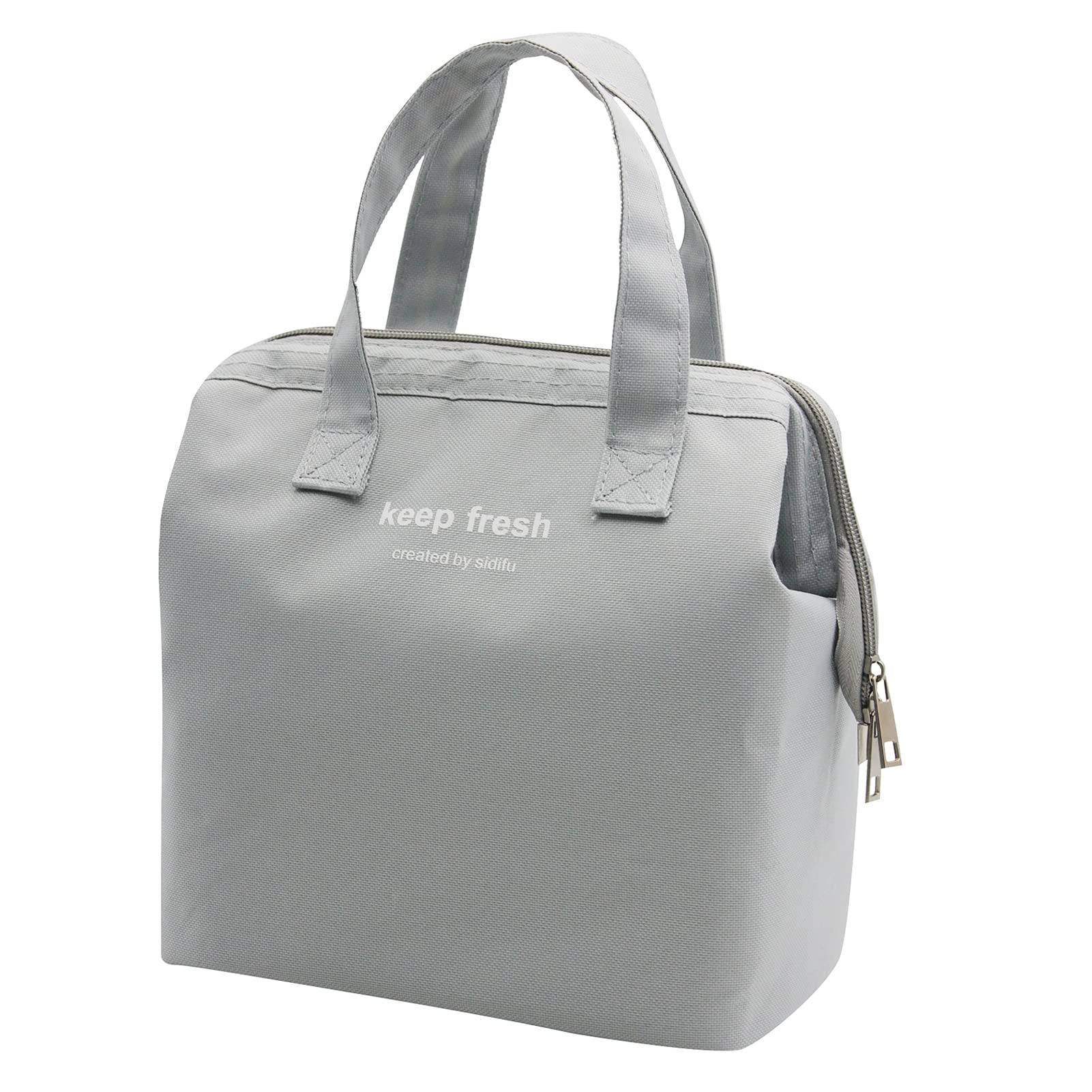 Mziart Simple Insulated Bento Lunch Bag for Adult Men and Women - Picnic - Work - Hiking - Beach (Grey)