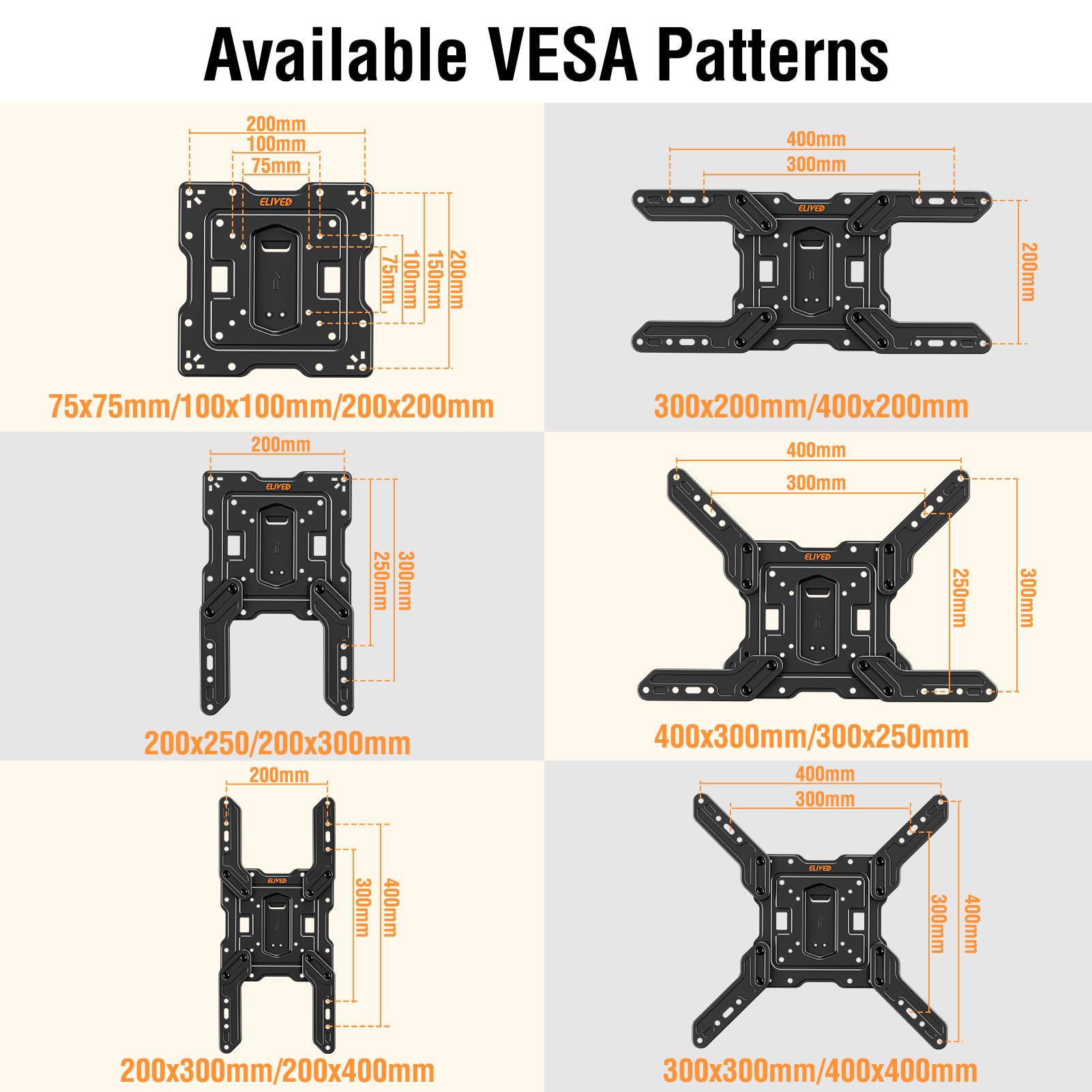 ELIVED Ultra Slim TV Wall Mount for Most 26-60 Inch tvs, Low Profile TV Mount, Full Moiton Wall Mount Bracket Swivel and Tilt, Max VESA 400x400mm, Holds up to 88 lbs. Fits 16