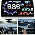 P SEPEY A8 5.5 OBD II Car HUD Display, Car HUD Head up Display, Display Km/h, MPH, Water Temperature, Battery Voltage, Multi Color Windshield Screen Projector for Most Cars