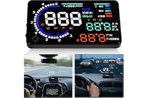 P SEPEY A8 5.5 OBD II Car HUD Display, Car HUD Head up Display, Display Km/h, MPH, Water Temperature, Battery Voltage, Multi Color Windshield Screen Projector for Most Cars