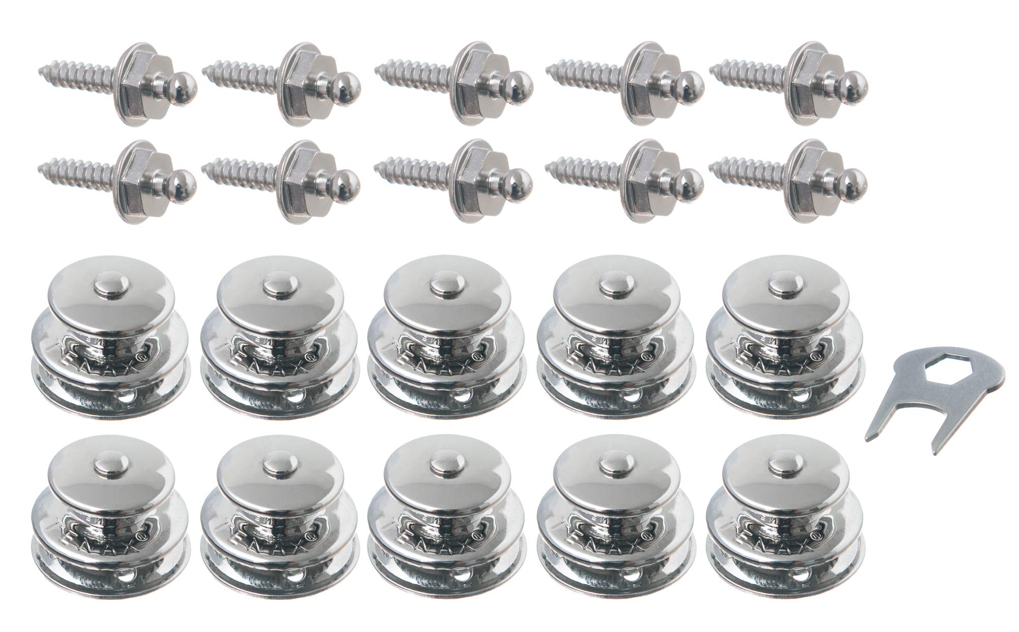 New Marine Pack of 10 TENAX® upper parts, large + 10 TENAX® self-tapping screws 4.2 x 16 mm + 1 TENAX® key