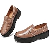 BEAUSEEN Women's Platform Chunky Penny Loafers Comfortable Lug Sole Slip-On Business Work Casual Dressy Shoes
