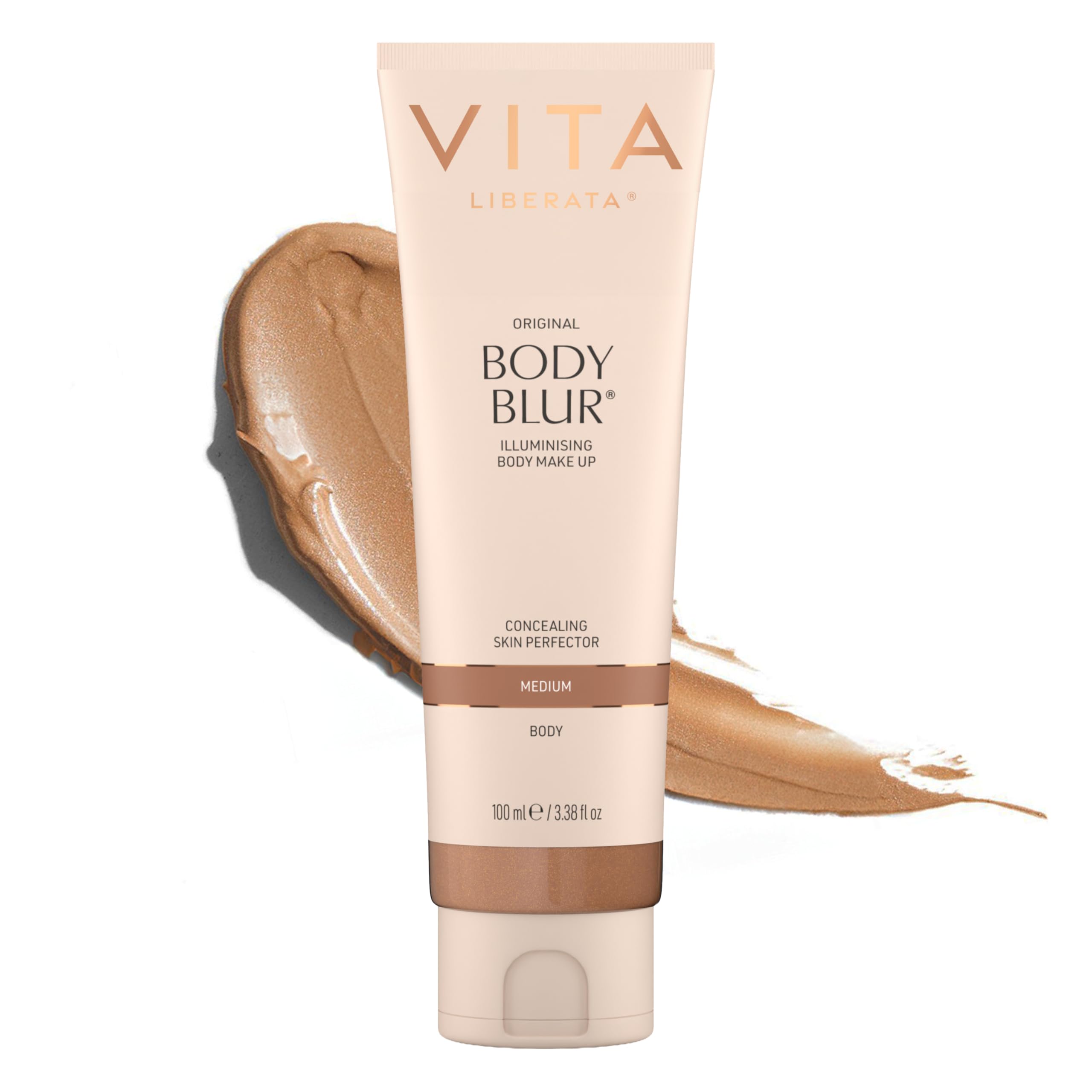 VITA LIBERATA Body Blur - Medium 100ml, Skin Perfecting Leg & Body Makeup, Wash Off Instant Tanner, Radiant Glow & Flawless Finish