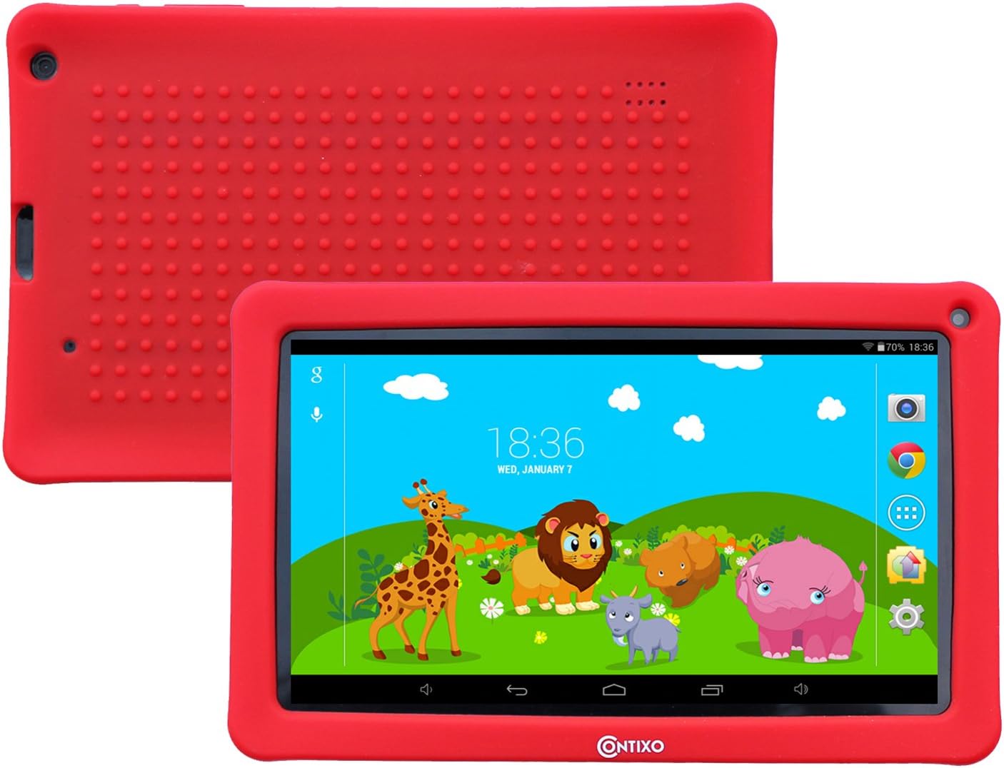 Contixo 9 Inch Quad Core Android 4.4 Kids Tablet, HD Display 1024x600, 1GB RAM, 8GB Storage, Dual Cameras, Wi-Fi, Bluetooth 4.0, Kids Place App & Google Play Store Pre-installed, 2016 May Edition, Kid-Proof Case (Red)