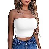 LAGSHIAN Women's Sexy Crop Top Sleeveless Stretchy Solid Strapless Tube Top