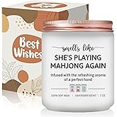 Risnoae Mahjong Themed Gifts for Women - Mah Jong Accessories & Ornament - Ideas Gifts for Mahjongg Players & Lovers - Mah Jongg Party Christmas Gift for Friends - Lavender Scented Candle