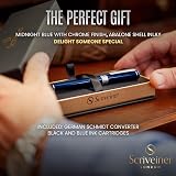 Scriveiner Blue Lacquer Fountain Pen with Chrome Finish Nib Medium Gift view 3