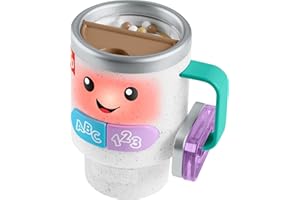 ​Fisher-Price Laugh & Learn Baby & Toddler Toy Wake Up & Learn Coffee Mug with Lights & Music for Ages 6+ Months, Multilangua
