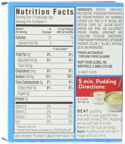 Jello Sugar Free Pudding Cups Nutrition Facts Runners High Nutrition