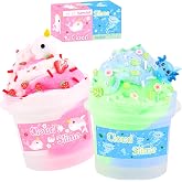 Axolotl Cloud Slime Kit 2 Pack - Non-Sticky DIY Slime for Kids, Includes Cute Axolotl Charms &amp; Add-Ins, ASMR Sensory Toys, Slime Party Favors for Girls Boys