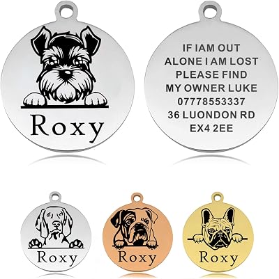 EDS G Dog Tags for Pets Engraved UK Personalised Stainless Steel Dog ID Tag