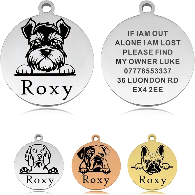 EDS G Dog Tags for Pets Engraved UK Personalised Stainless Steel Dog ID Tag
