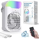 Homesprit Portable Air Conditioner, Evaporative Air Cooler with 1-6H Timer, Remote, Colorful Light, 1500ML Water Tank, 2 Mist