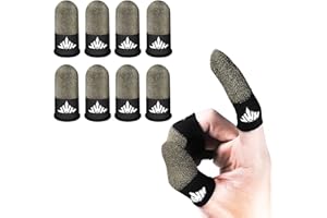 Jwh 8 Pack Mobile Phone Gaming Accessory Thumb Finger Sleeves,0.15 Ultra Thin Pure Silver Fiber,Silky Tip Covers,Finger Cots for Pubg Gaming Gloves,Guantes para Dedales Dedos Gamer Profesionales